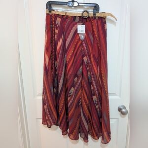 Bohemian A-Line Skirt in Red and Orange Tones